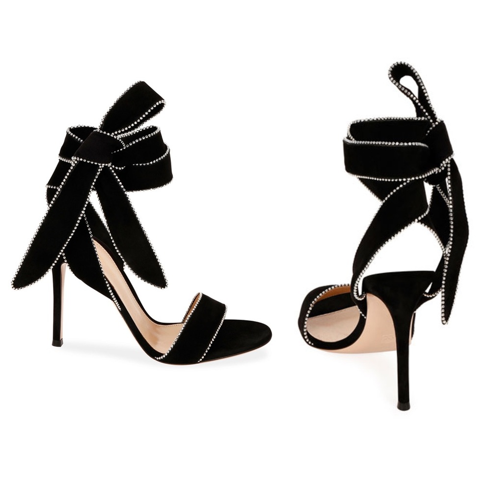 NWT Gianvito Rossi Beaded Suede Ankle-Tie Bow Sandals, size 40EU